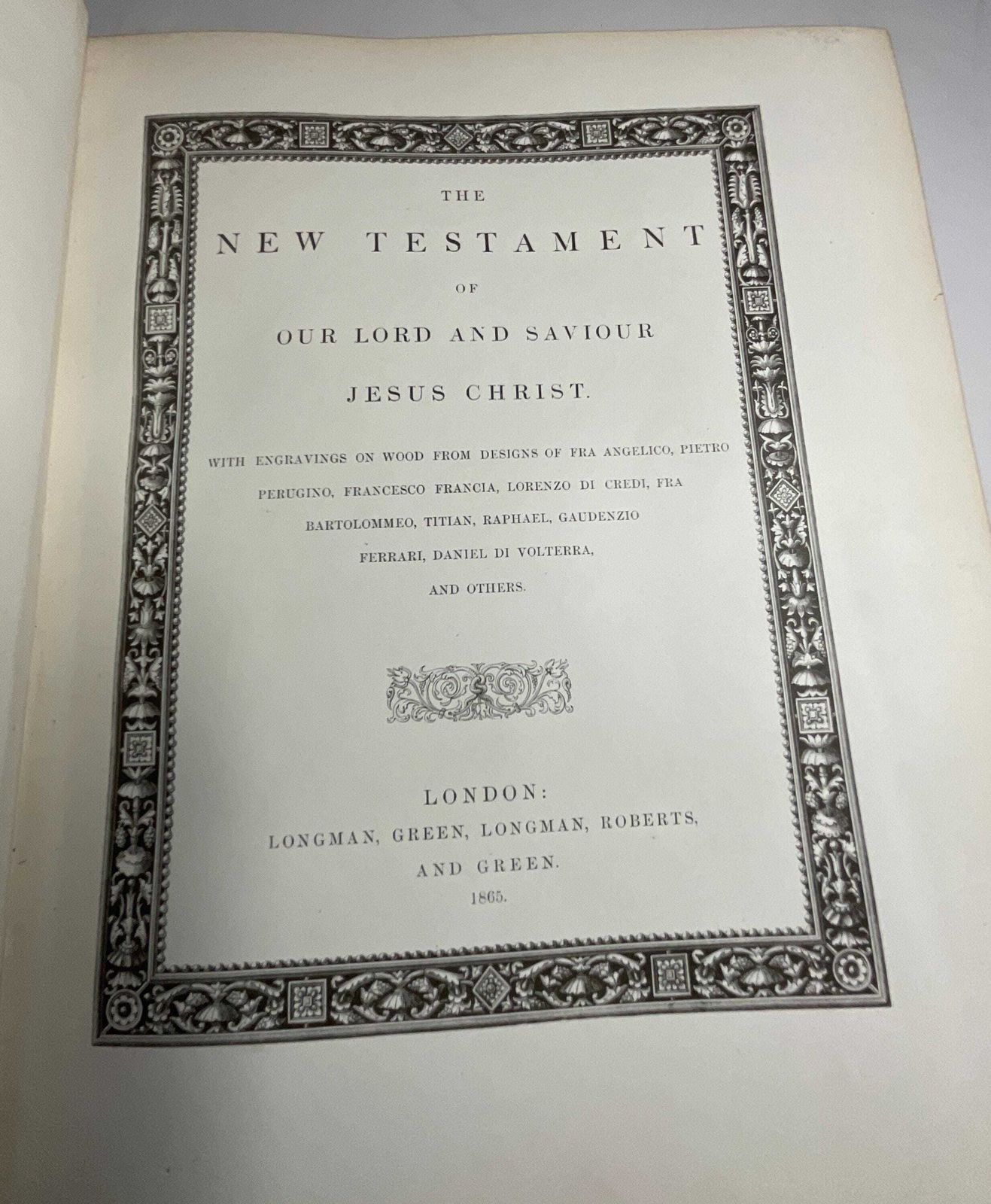Woonaccessoires Uitzonderlijk geïllustreerd Nieuw Testament uit 1865, Renaissance-meesterwerken, bijzondere luxebinding met provenance van Myers & Co. photo