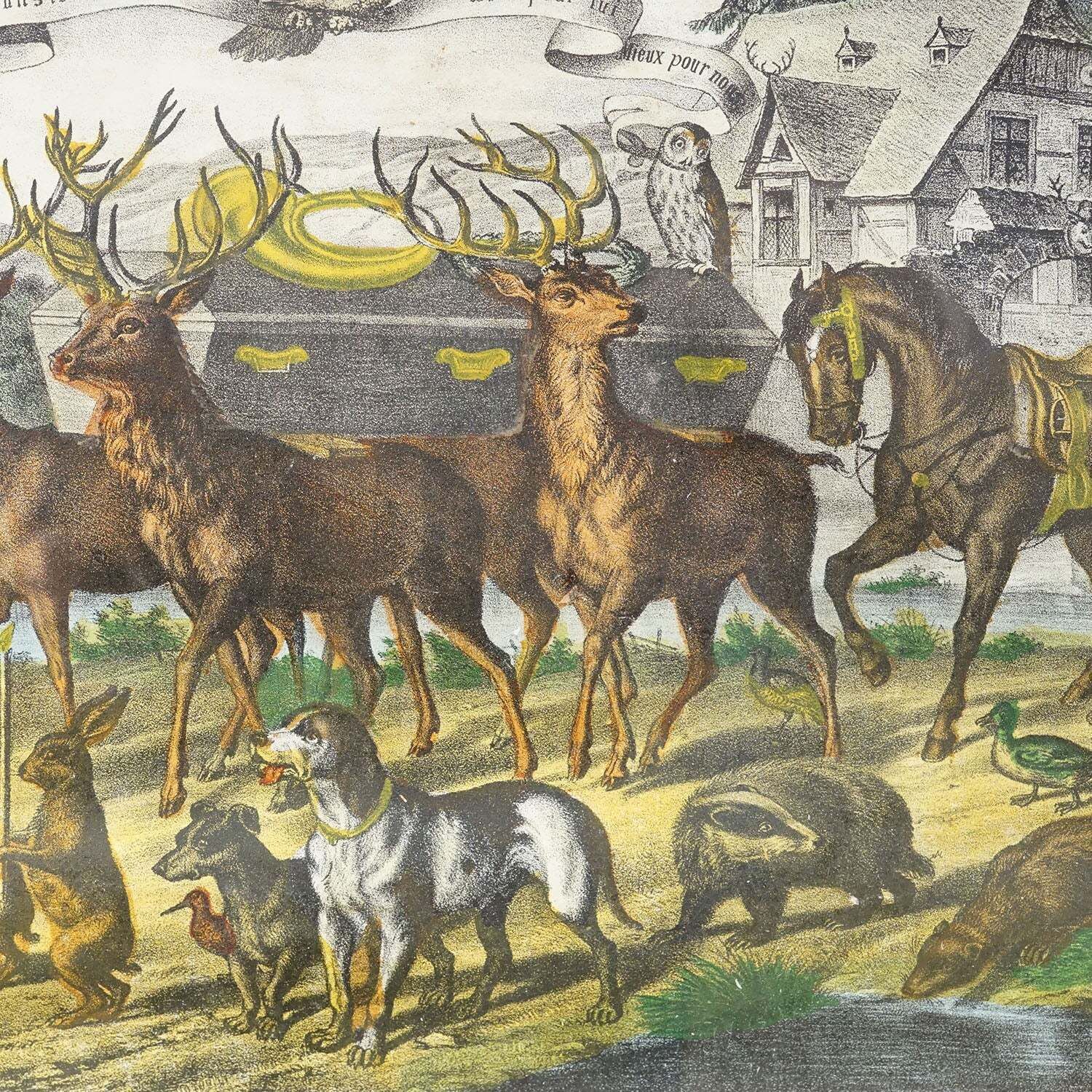Antieke prent 'The Hunters Funeral', Duitsland eind 19e eeuw photo vinterior