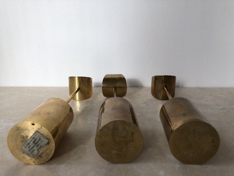 Trio Skultuna Brass Candleholders 'Iniara' Design By Pierre Forsell photo 1120.0