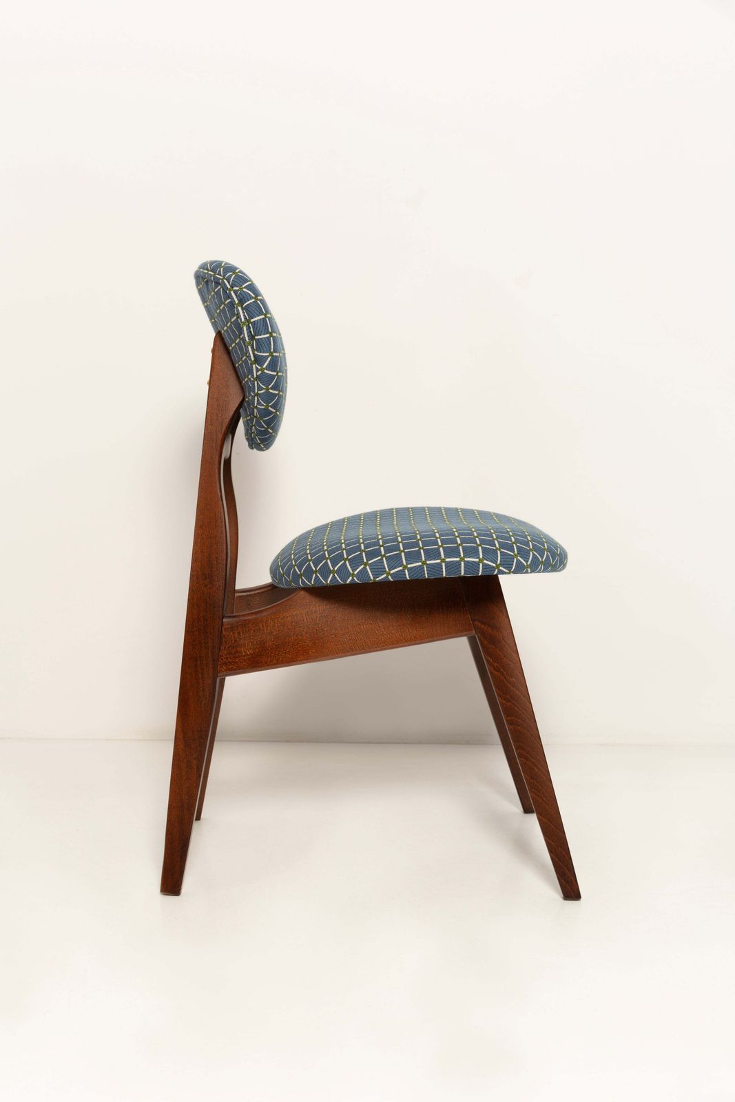 Mid Century Mushroom Chair, Blue Jacquard, J. Kedziorek, 1960s photo for sale