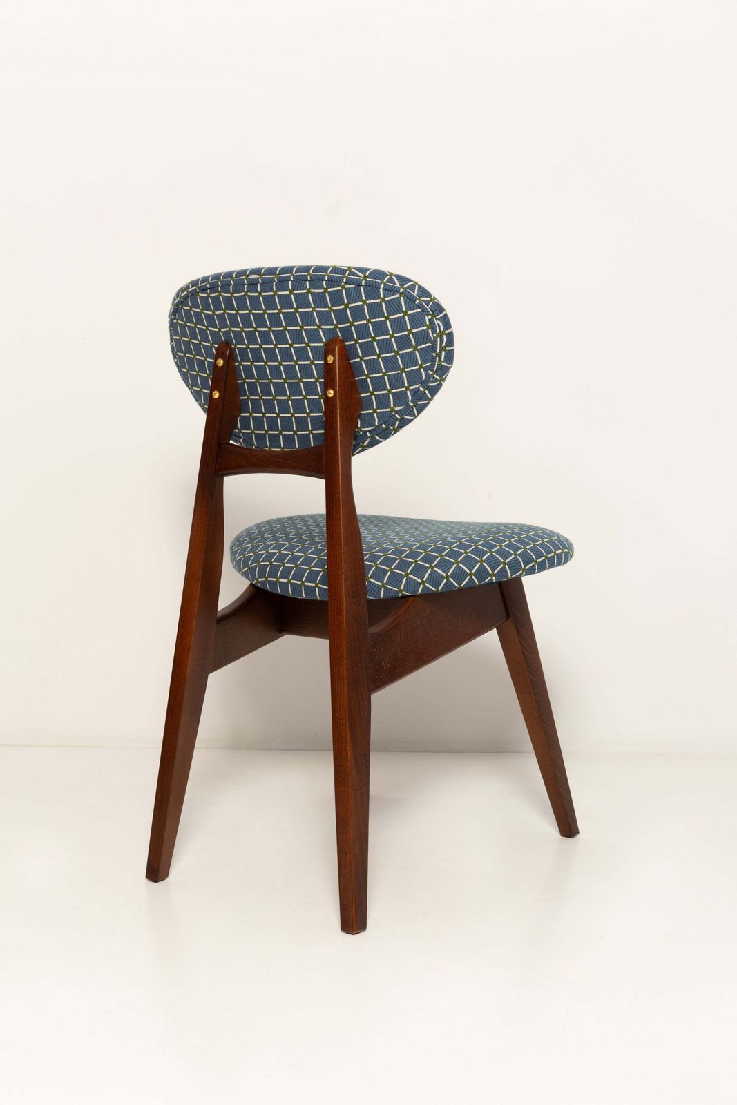 Mid Century Mushroom Chair, Blue Jacquard, J. Kedziorek, 1960s photo Furniture