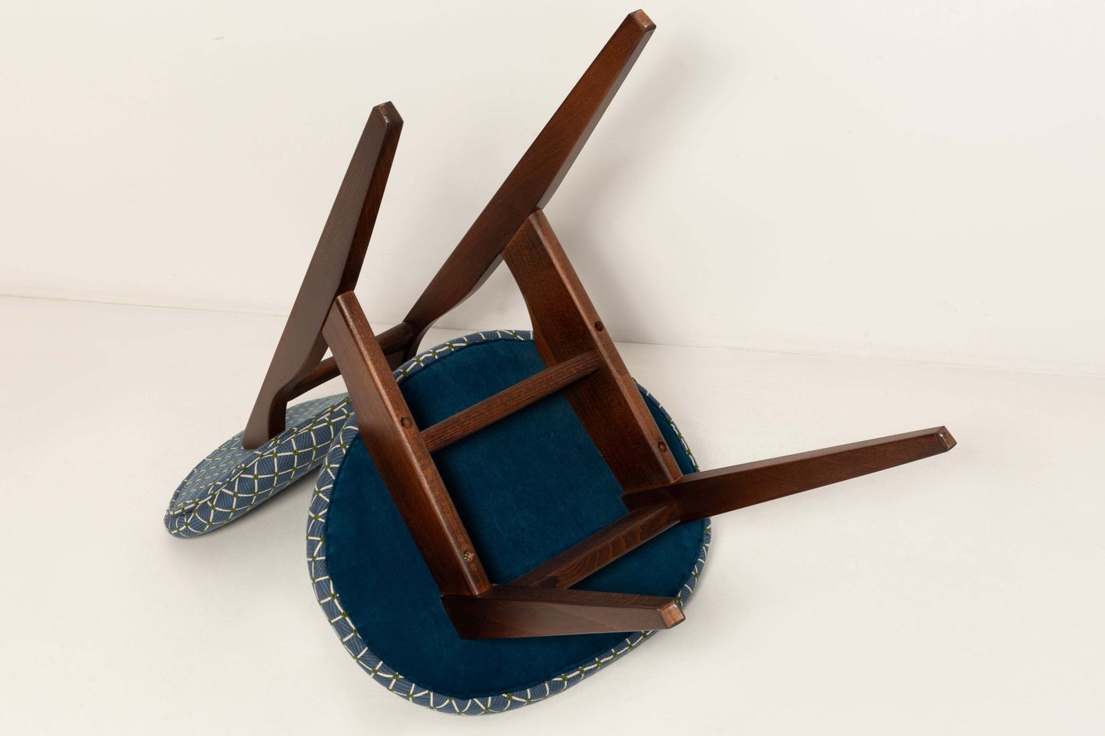 Mid Century Mushroom Chair, Blue Jacquard, J. Kedziorek, 1960s photo buy