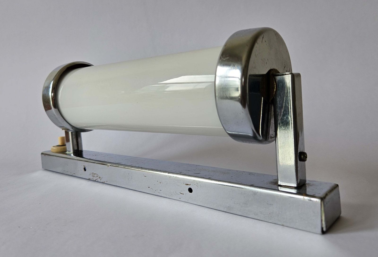 Rare Chrome Design Bauhaus, Art Deco, Functionalism Wall Lamp, 1930s photo vintage
