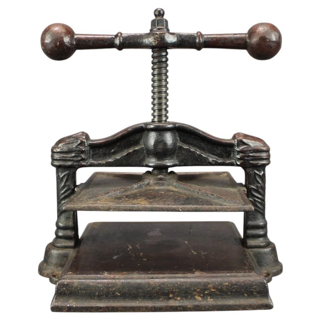Antiek gietijzeren boekbinderspers, ca. 1900, continentaal Europa