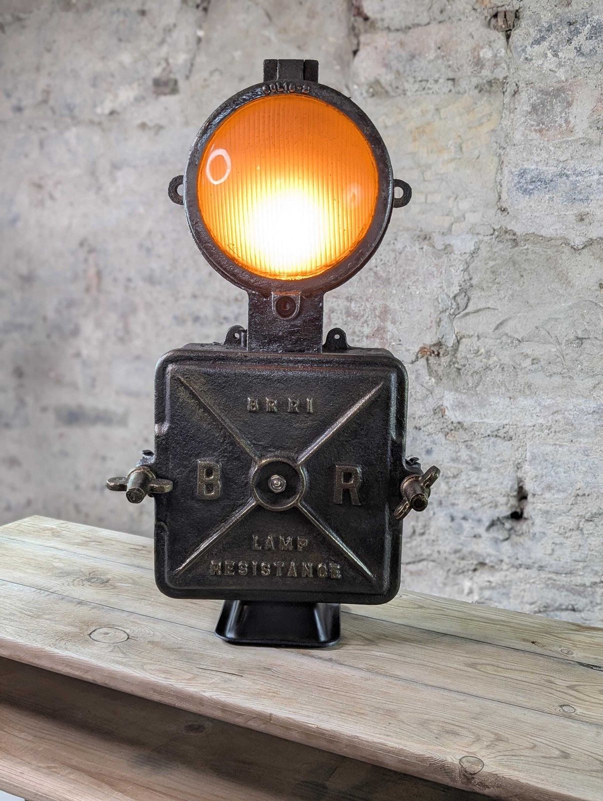 Vintage British Railways Br Lamp Resistance Box – Upcycled Cast Iron Industrial Table Lamp