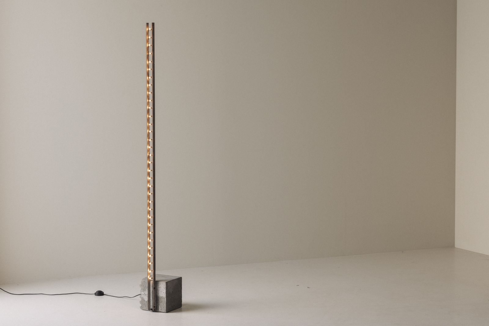3400.0 Sculptural Brutalist Floor Lamp In Concrete And Steel, 1980s. photo