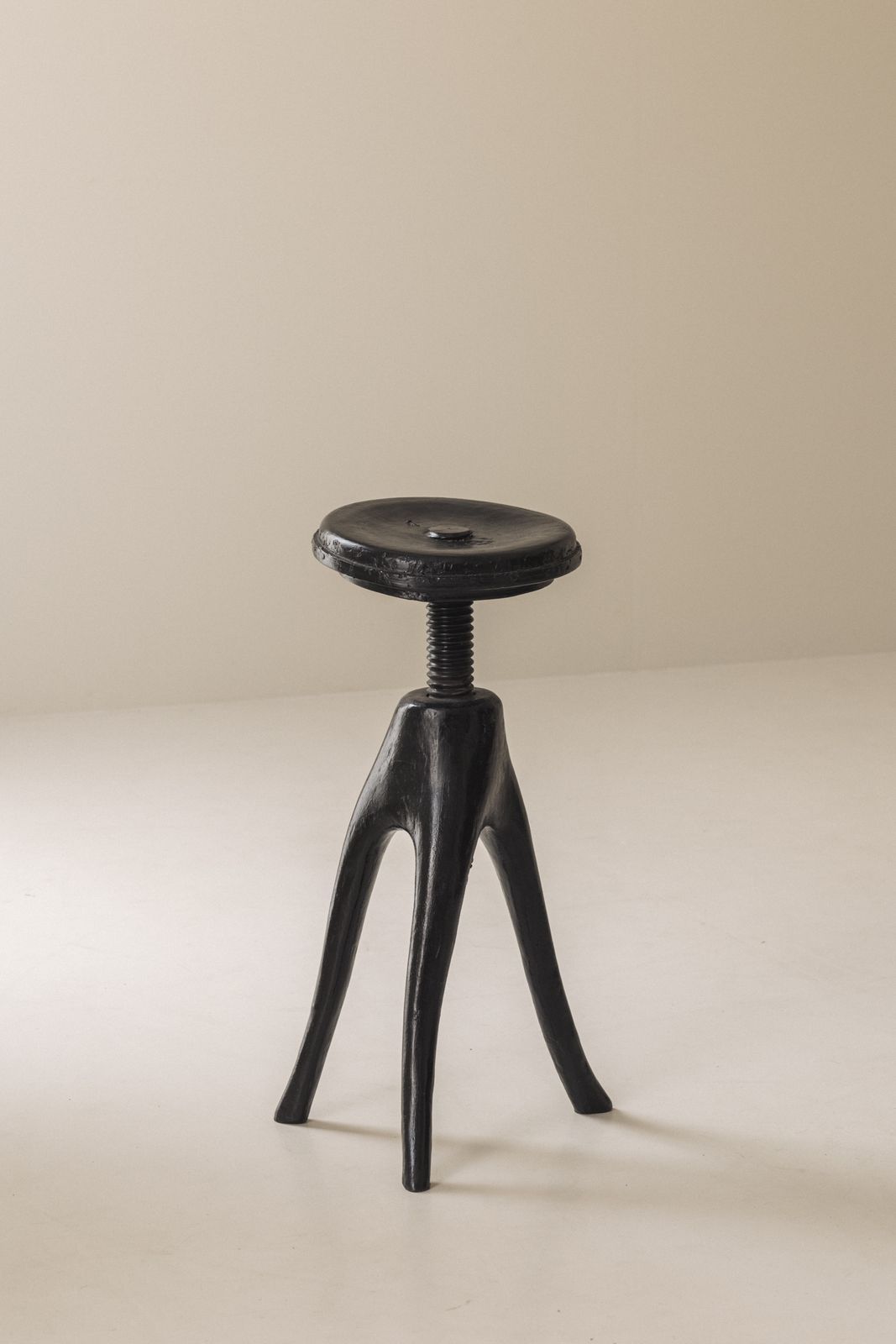 Danish Organic Tripod Stool With Adjustable Seat, Early 20th Century. photo vinterior