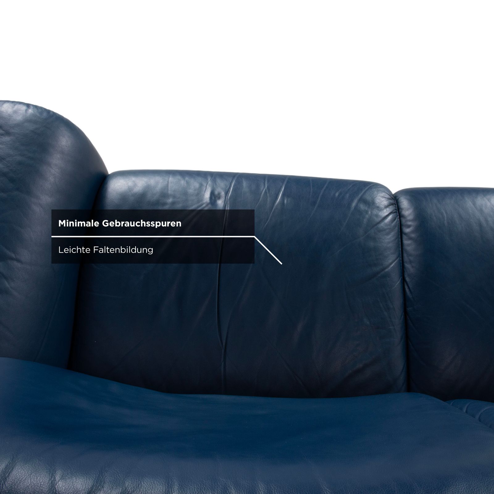 Stressless Paradise Leather Three Seater Blue Navy Sofa Manual Function photo vintage