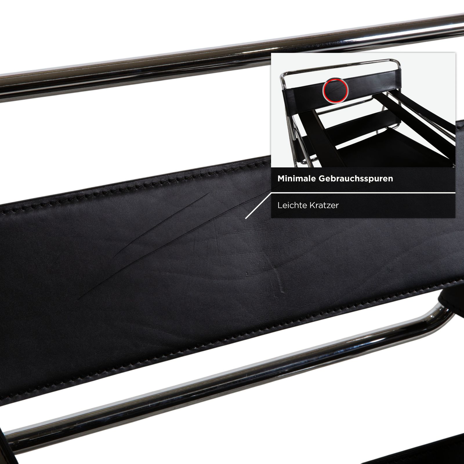 Fauteuil Knoll International Wassily en cuir noir, par Marcel Breuer photo vinterior