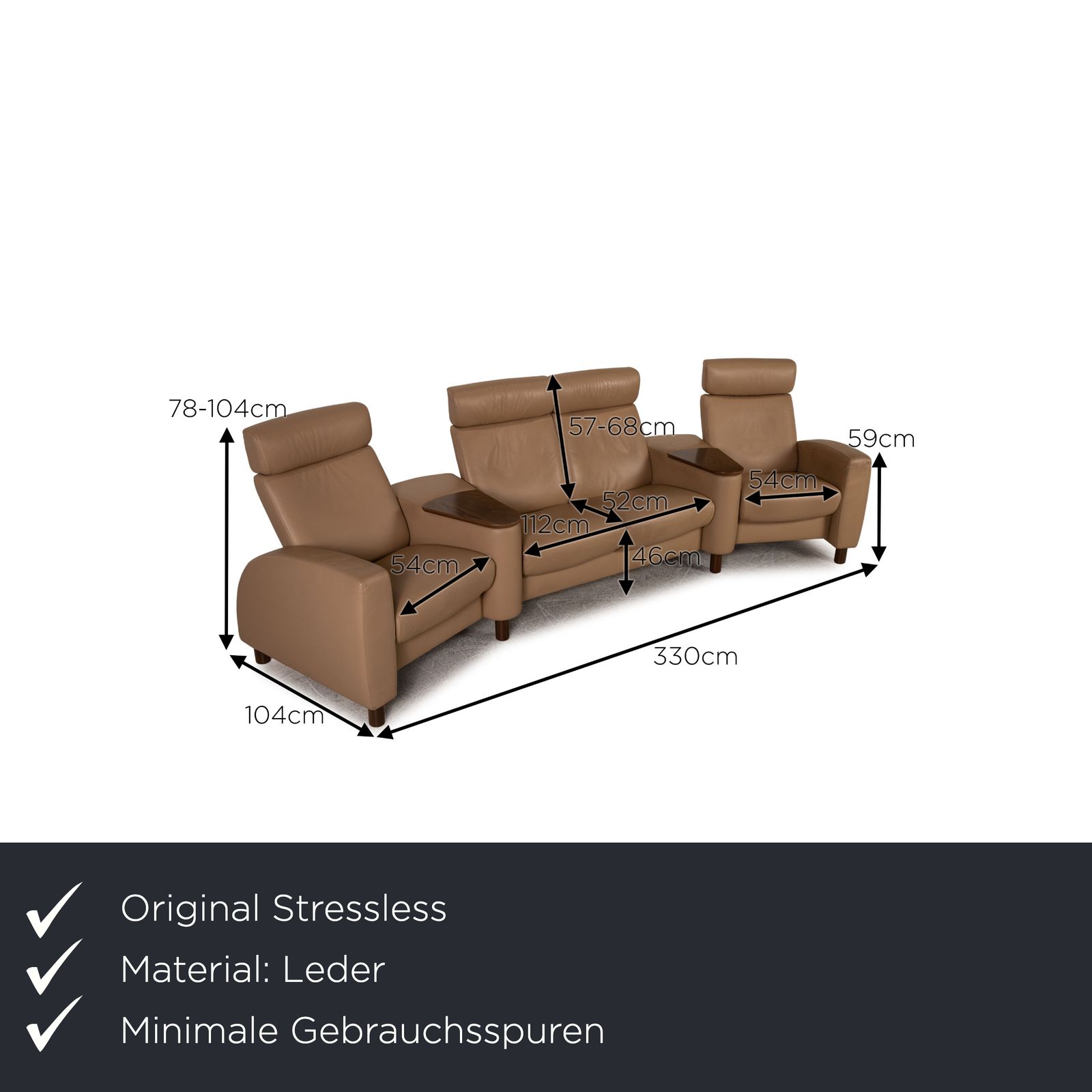 Stressless Arion Leren Bank Beige Vierpersoons Zitbank photo furniture