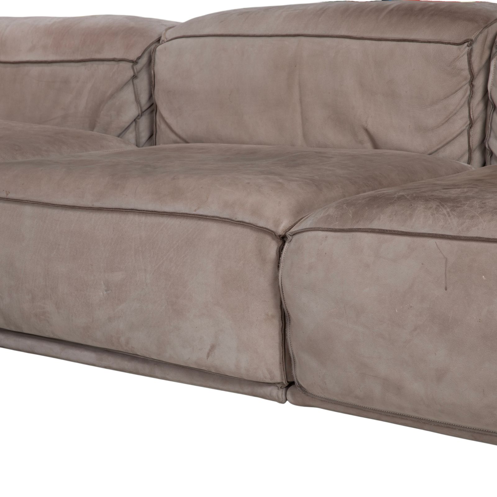 Baxter Leather Corner Sofa Grey Beige photo Furniture