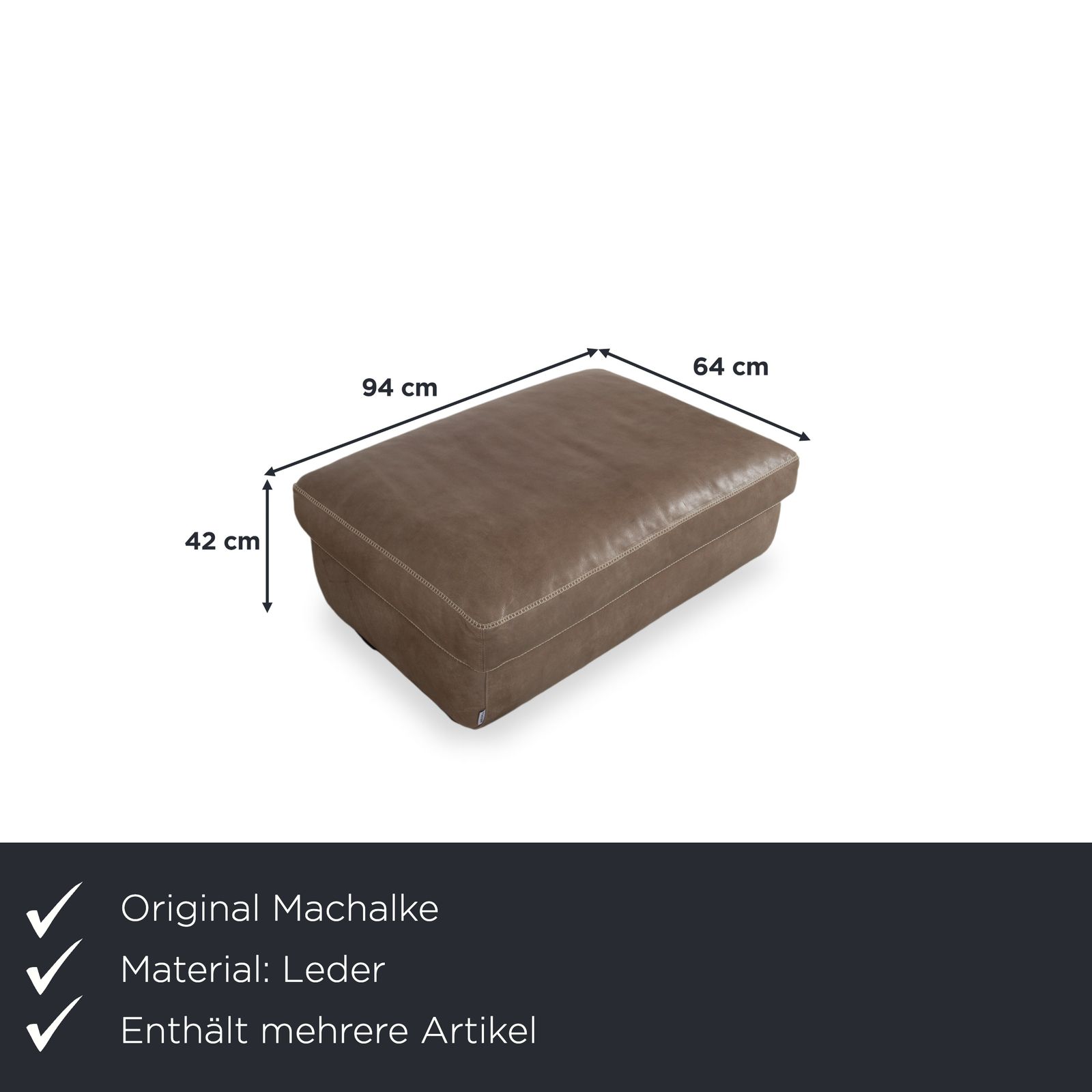 Canapé d'angle Machalke Valentino en cuir avec pouf, brun taupe photo for sale