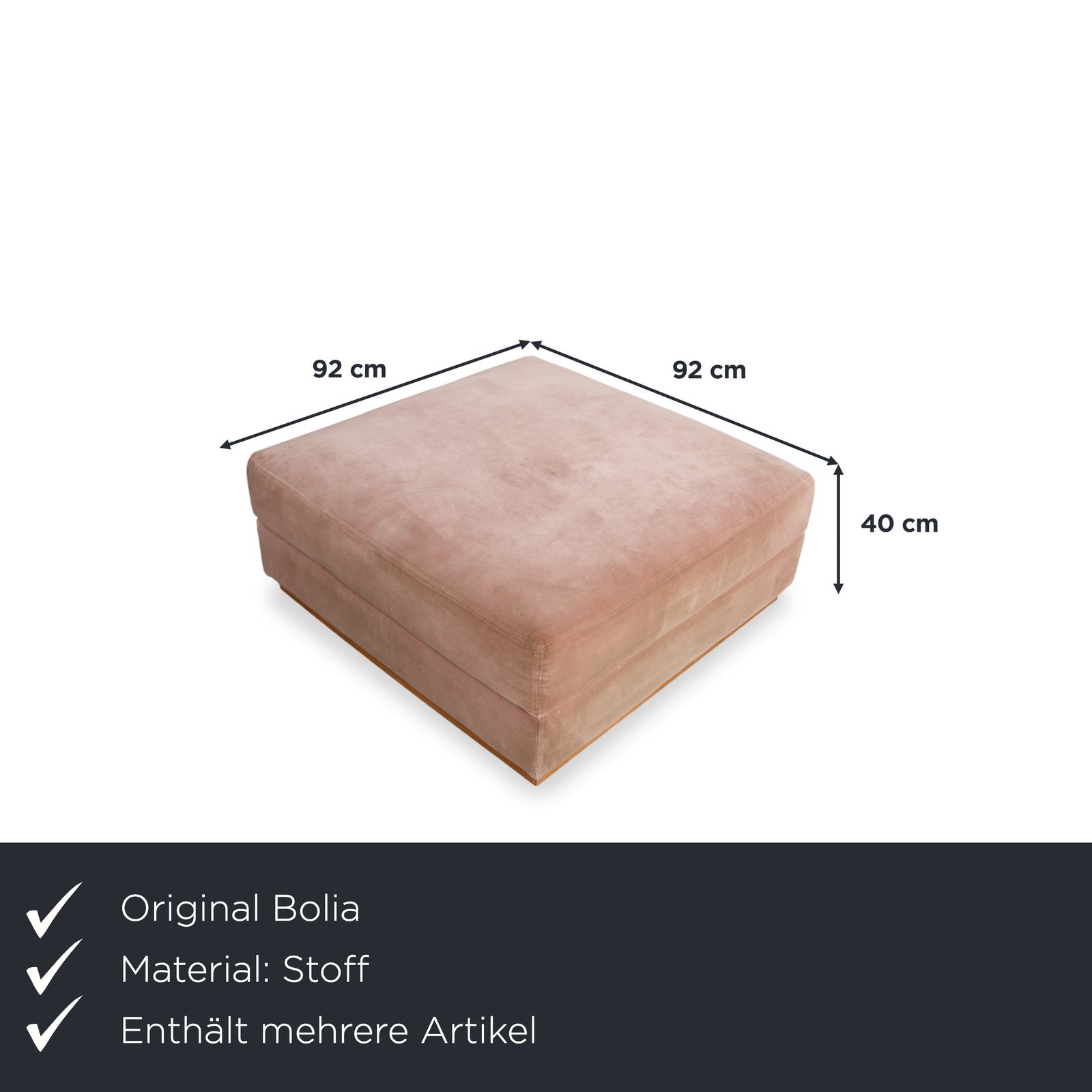 Bolia Sepia Stof Set, Driezitsbank Met Hocker, Roze En Antiek Roze photo for sale