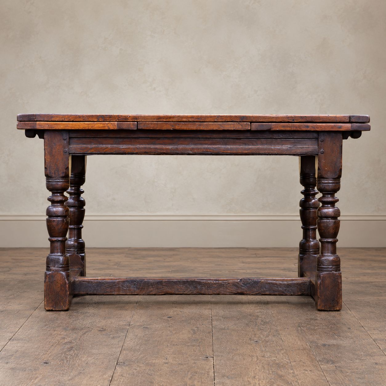 17th Century Oak Draw Leaf Extending Dining Table photo Furniture