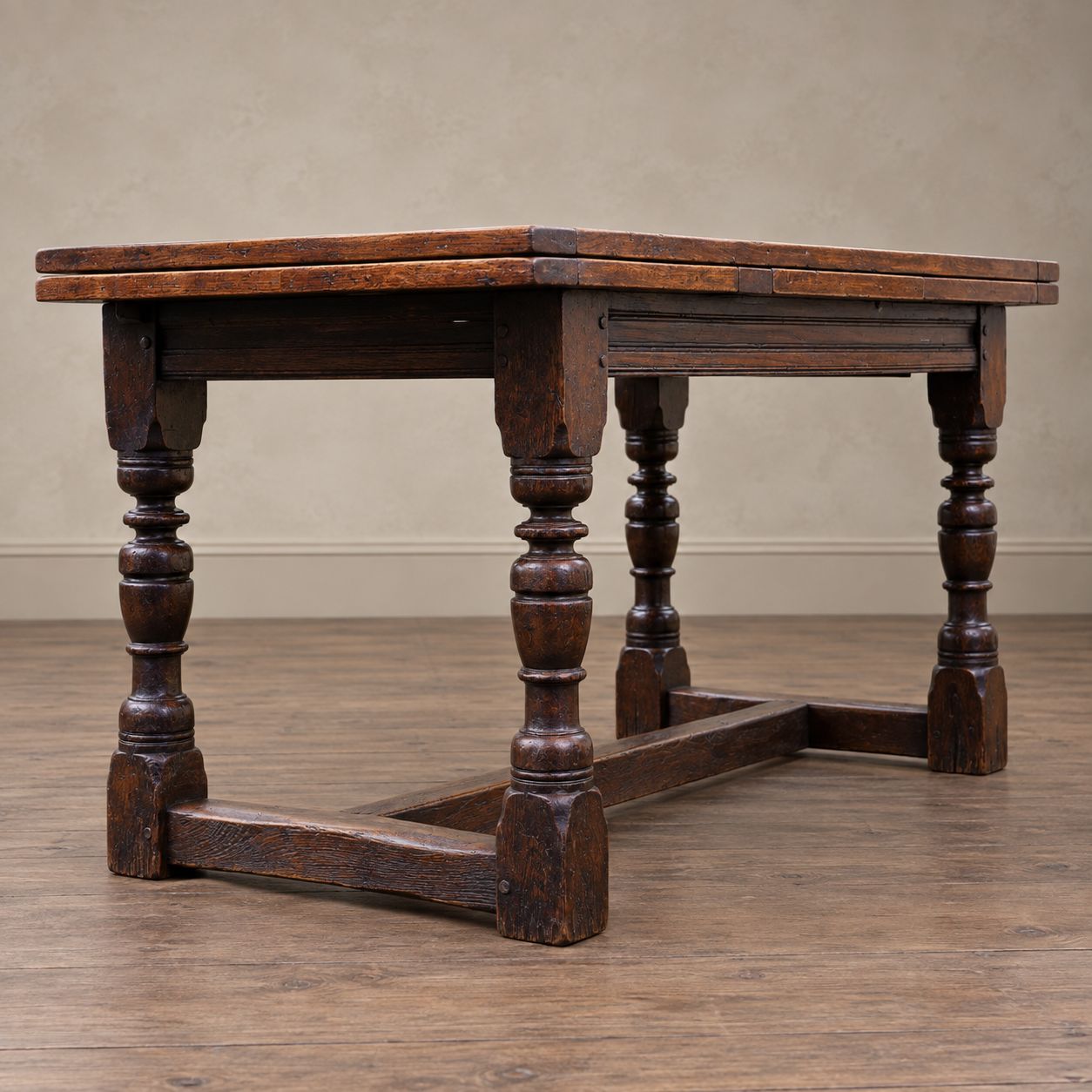 17th Century Oak Draw Leaf Extending Dining Table photo vinterior