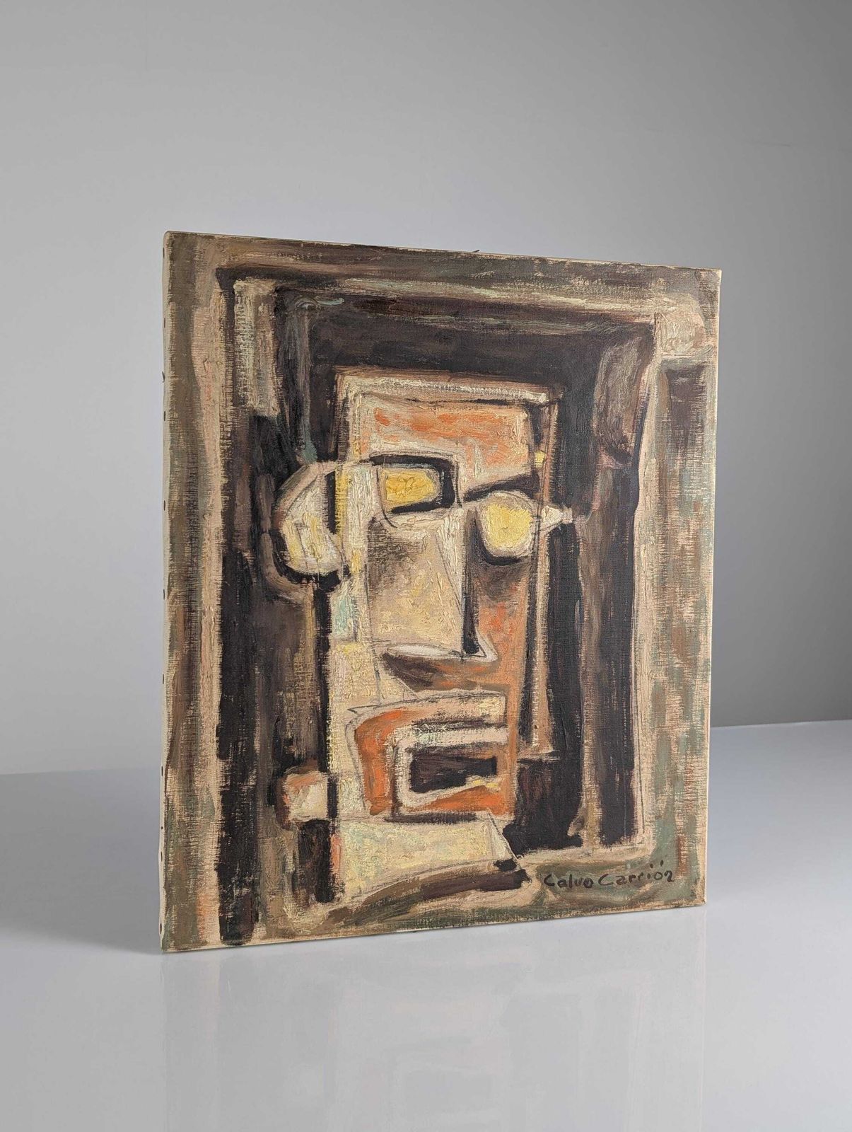 Portrait cubiste expressionniste à l'huile par Calvo Carrión, années 1970 photo furniture