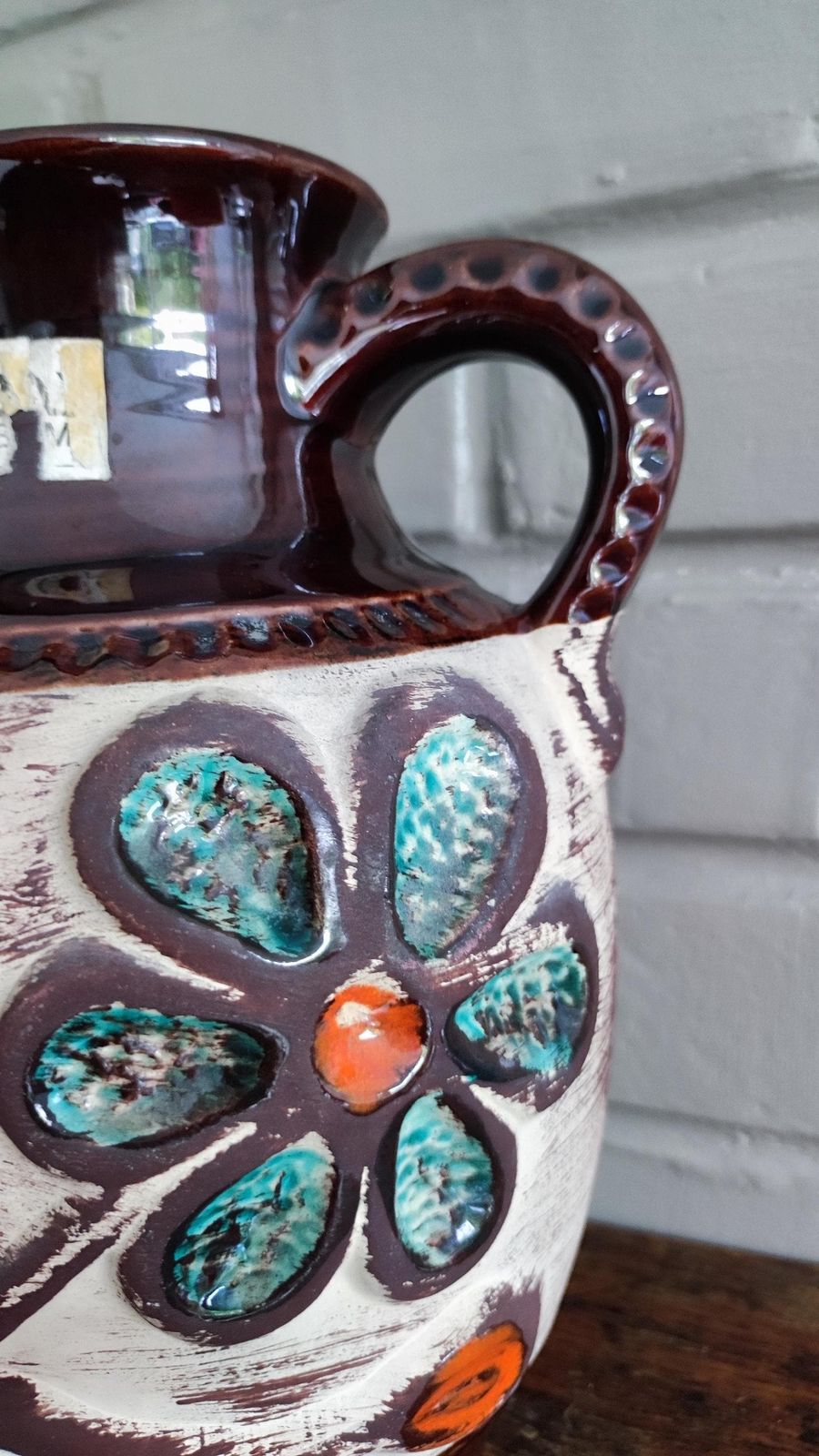 Bay Keramik Mid Century West German Floral Design Art Pottery Vase photo furniture