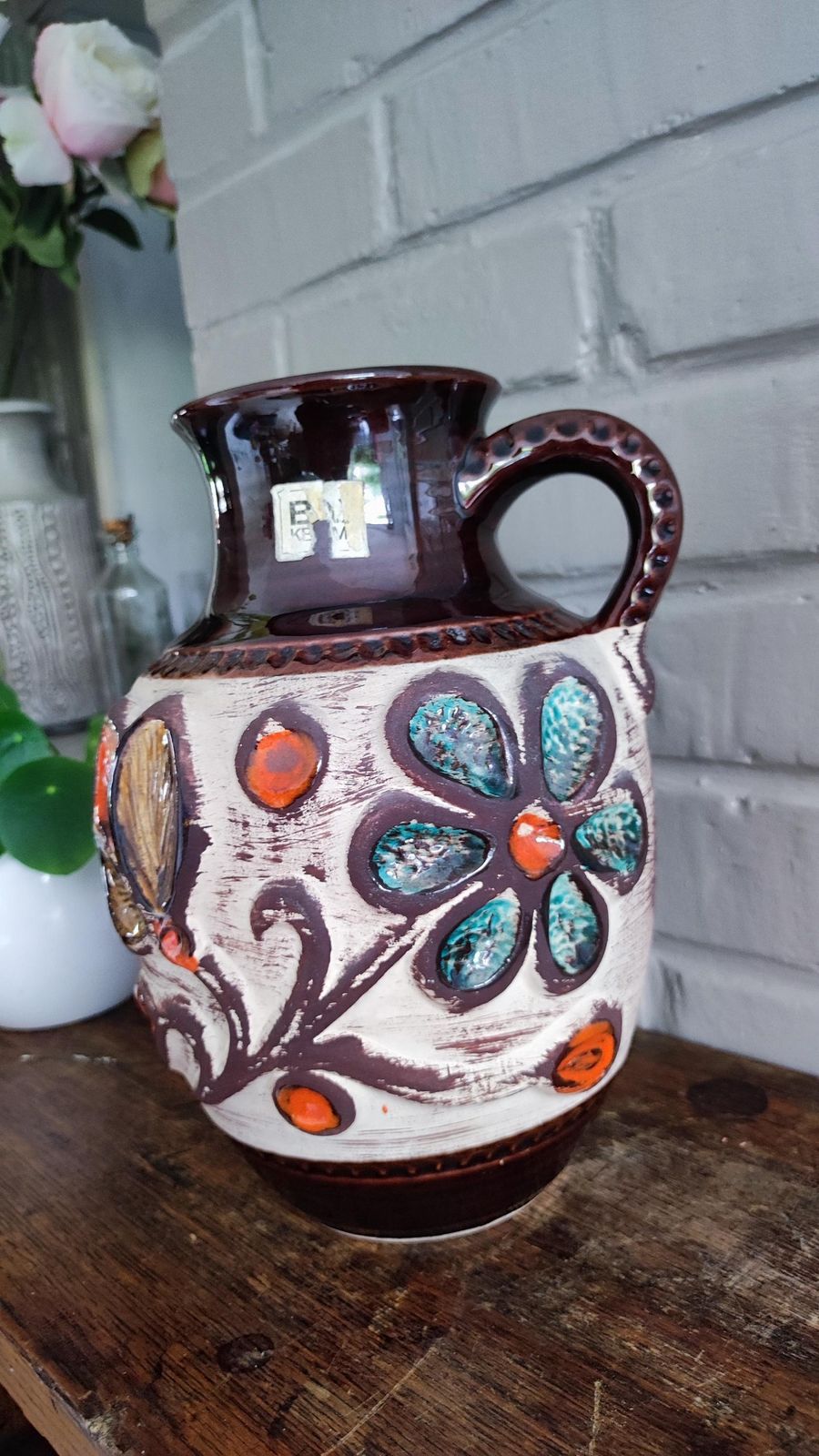 Bay Keramik Mid Century West German Floral Design Art Pottery Vase photo buy