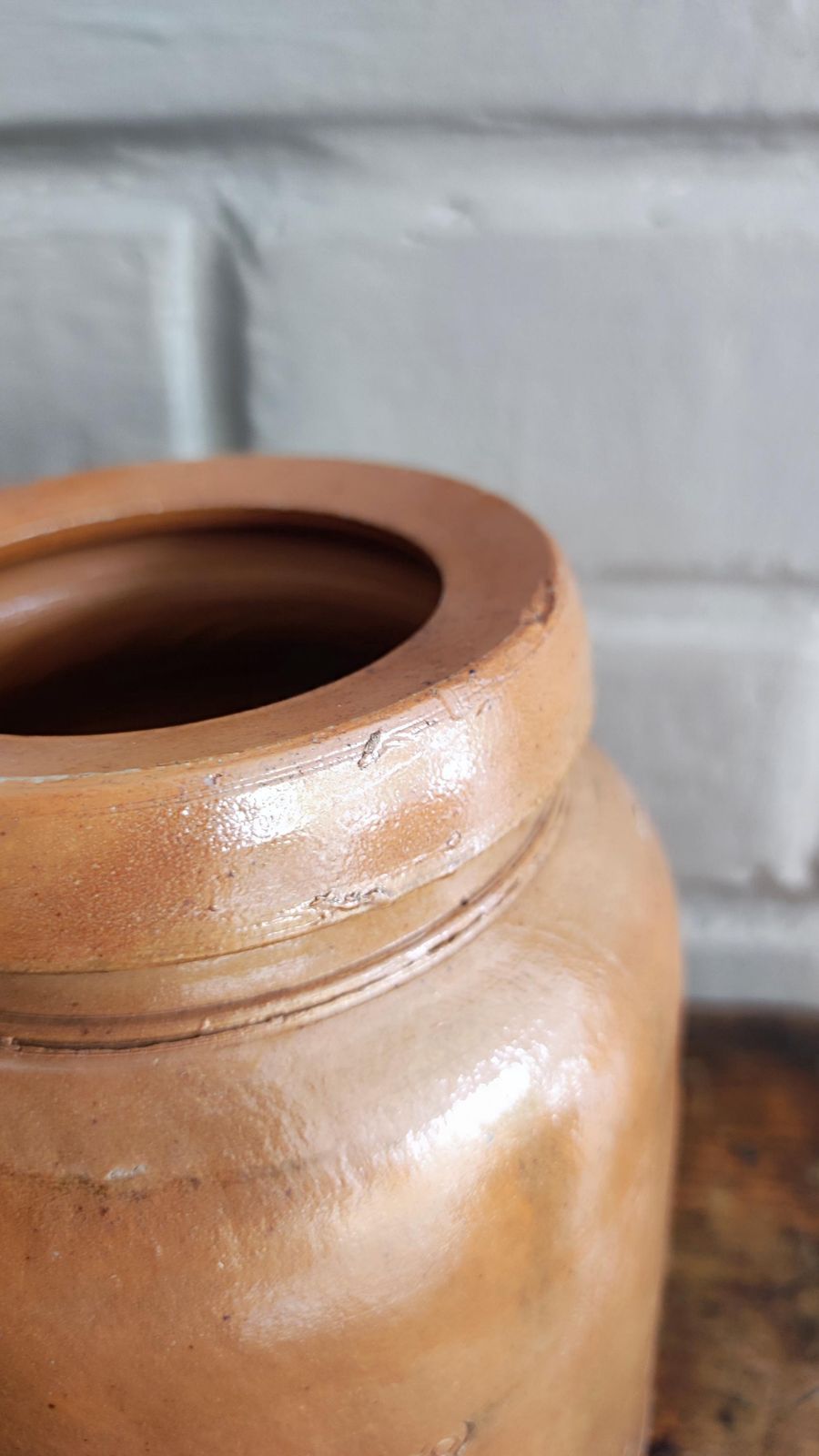 Pot de conservation d'époque en grès de Westerwald, émaillé au sel, pot de cuisine photo vinterior