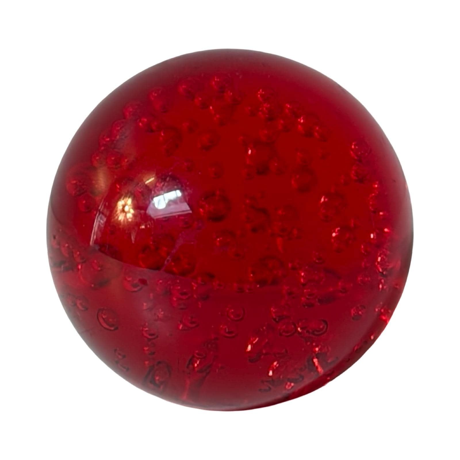 Handmade   Red   Paperweight / Paperweight   Trapped Air Bubbles   Large