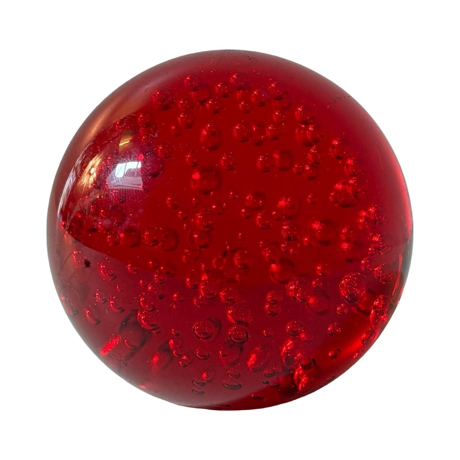 Handmade   Red   Paperweight / Paperweight   Trapped Air Bubbles   Large photo for sale