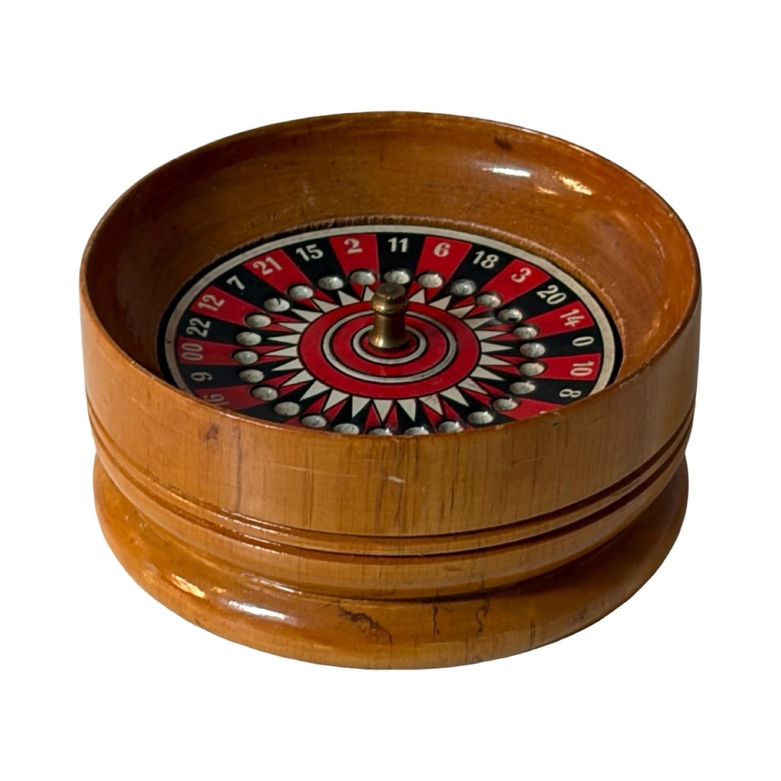 Approx. 1900   Antique Roulette Wheel With Enameled Plate   Portable / Travel Edition