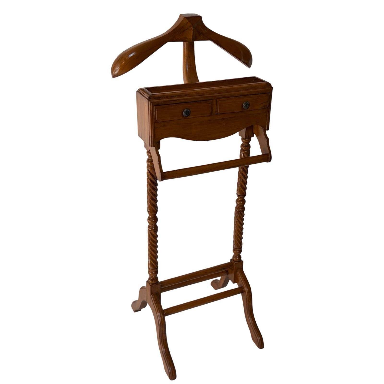Dressboy / Valet Stand, Made In England, Two Drawers And Twisted Wooden Frame