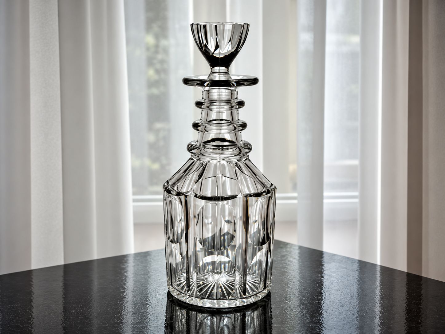 Georgian Lead Glass Decanter With Triple Neck Rings, England, C.1820