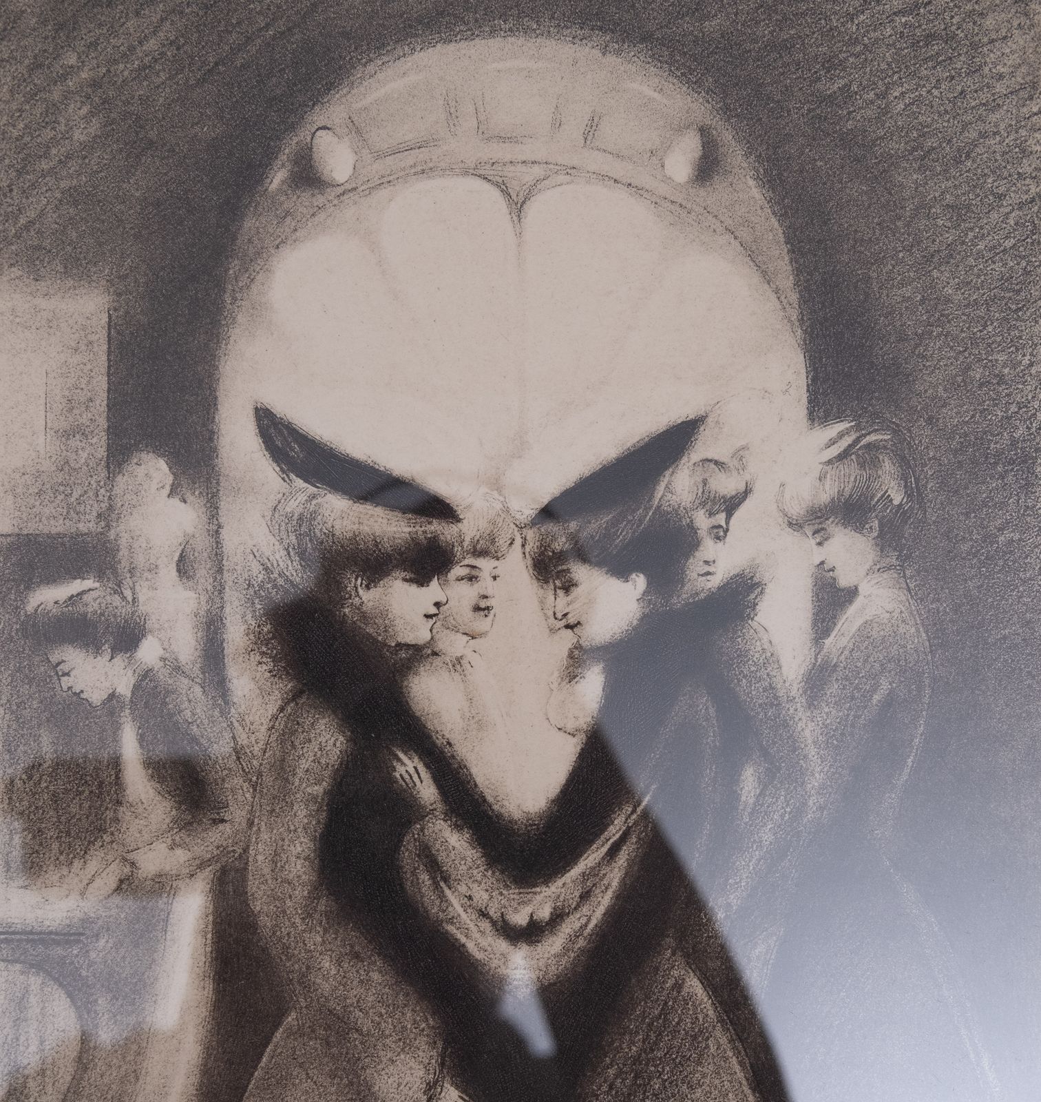 Antieke optische illusie "Gossip And Satan Came Also" naar Geo Wotherspoon, ingelijst photo 770.0