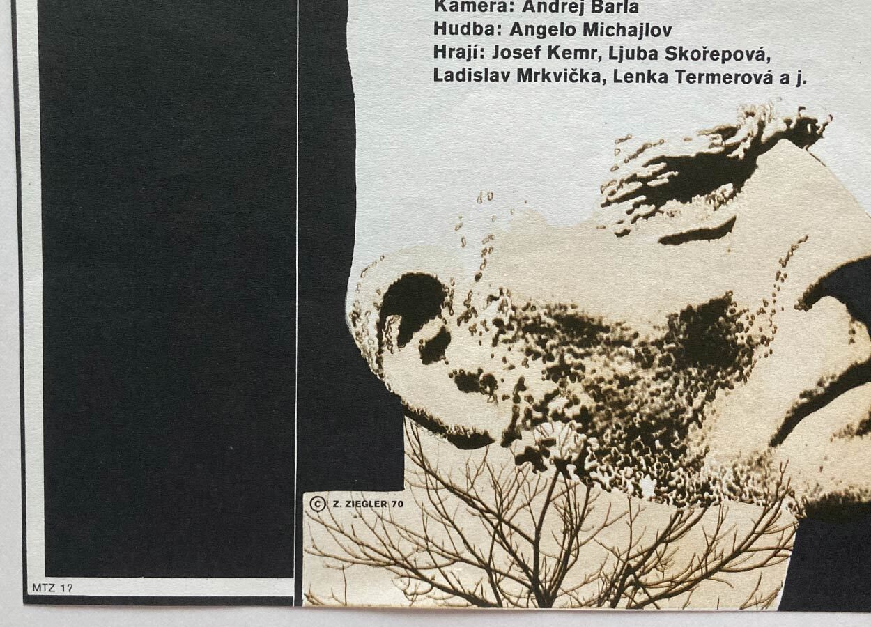 Affiche de cinéma, The Masked Face, Zdeněk Ziegler, 1970, design tchèque vintage photo vinterior