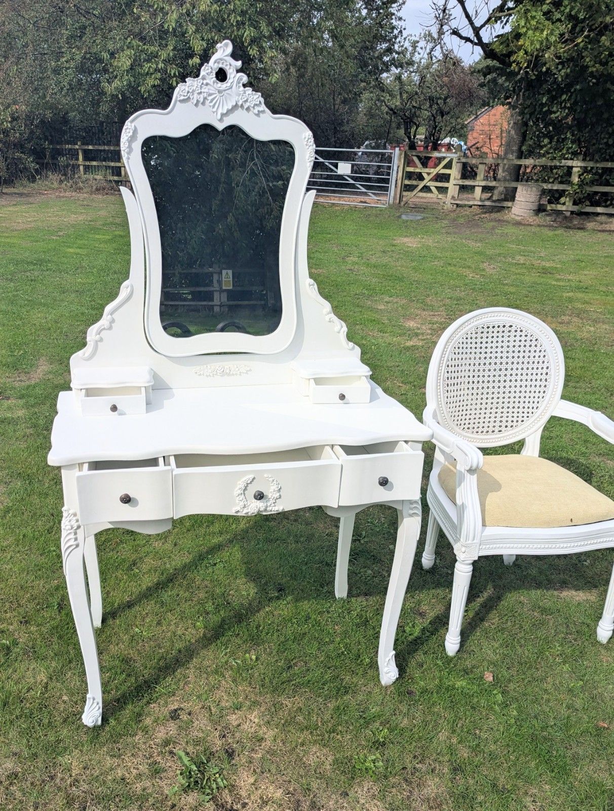 495.0 French Armoire Painted Quality Dressing Table & Mirror  Delivery Available 0374 photo