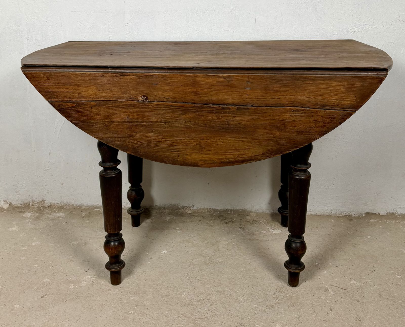 Spanish Wood Drop Leaf Dining Table With Turned Legs photo for sale