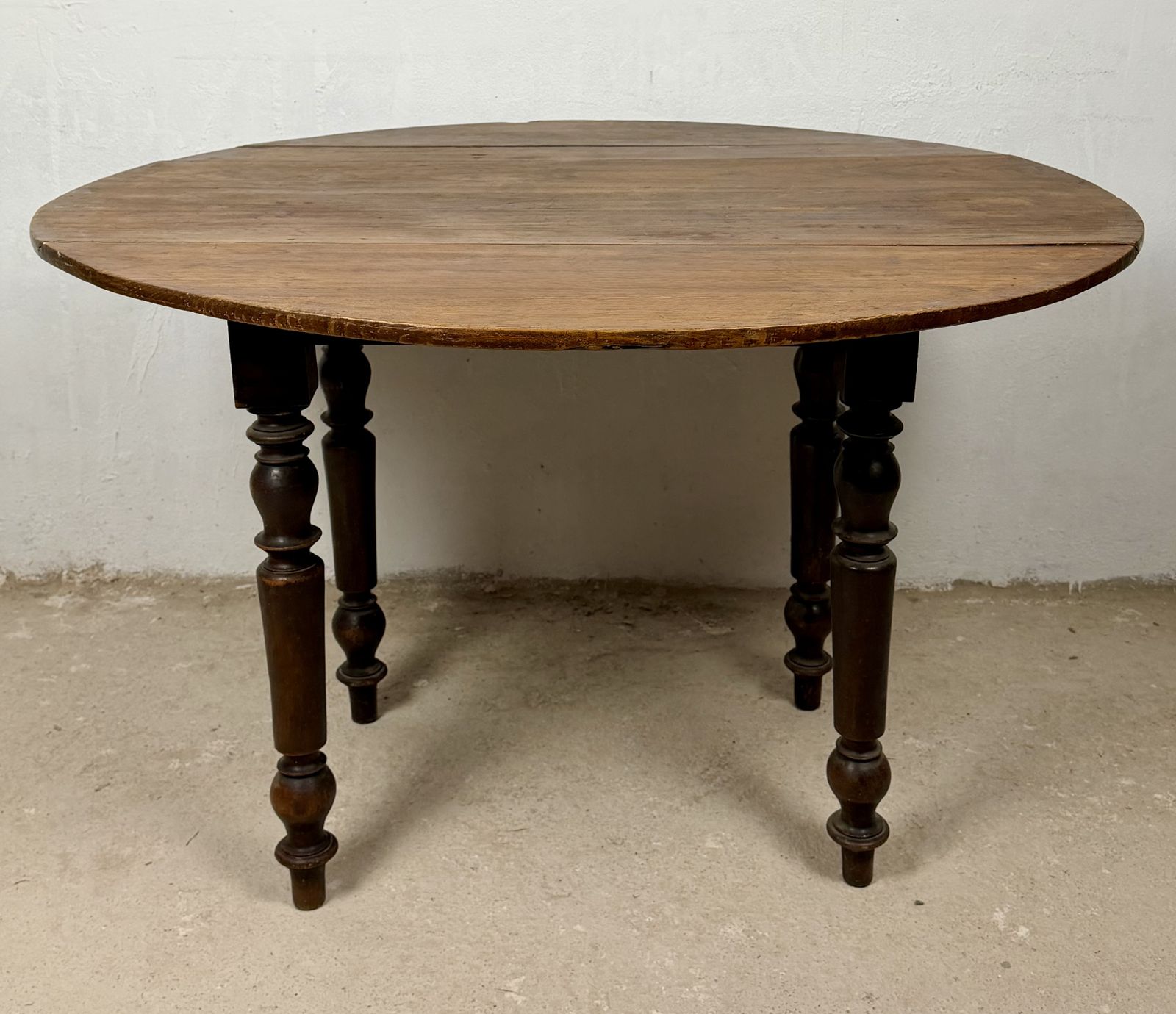 Furniture Spanish Wood Drop Leaf Dining Table With Turned Legs photo