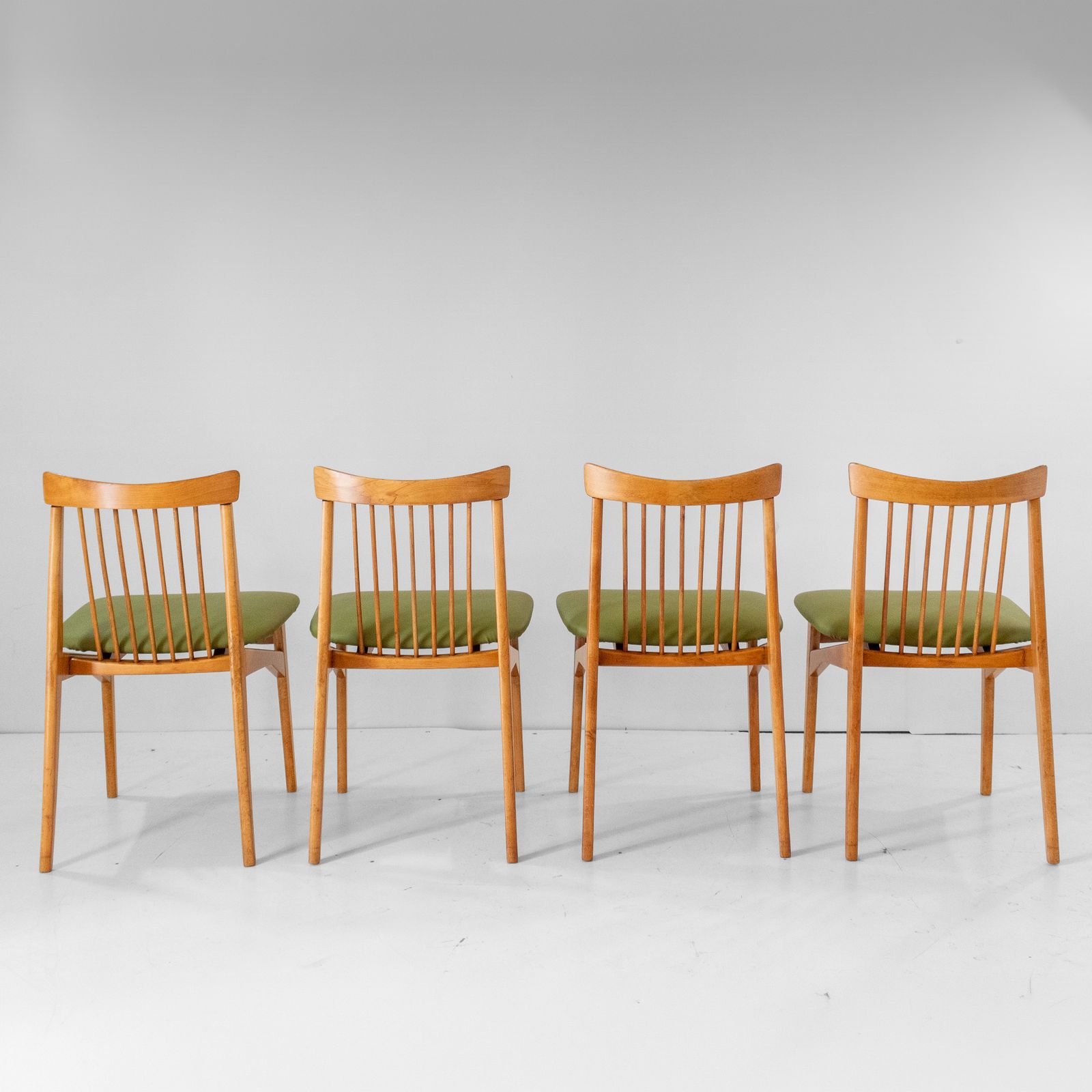 Four Mid Century Modern Italian Wood Dining Chairs In The Style Of Ico Parisi photo Furniture