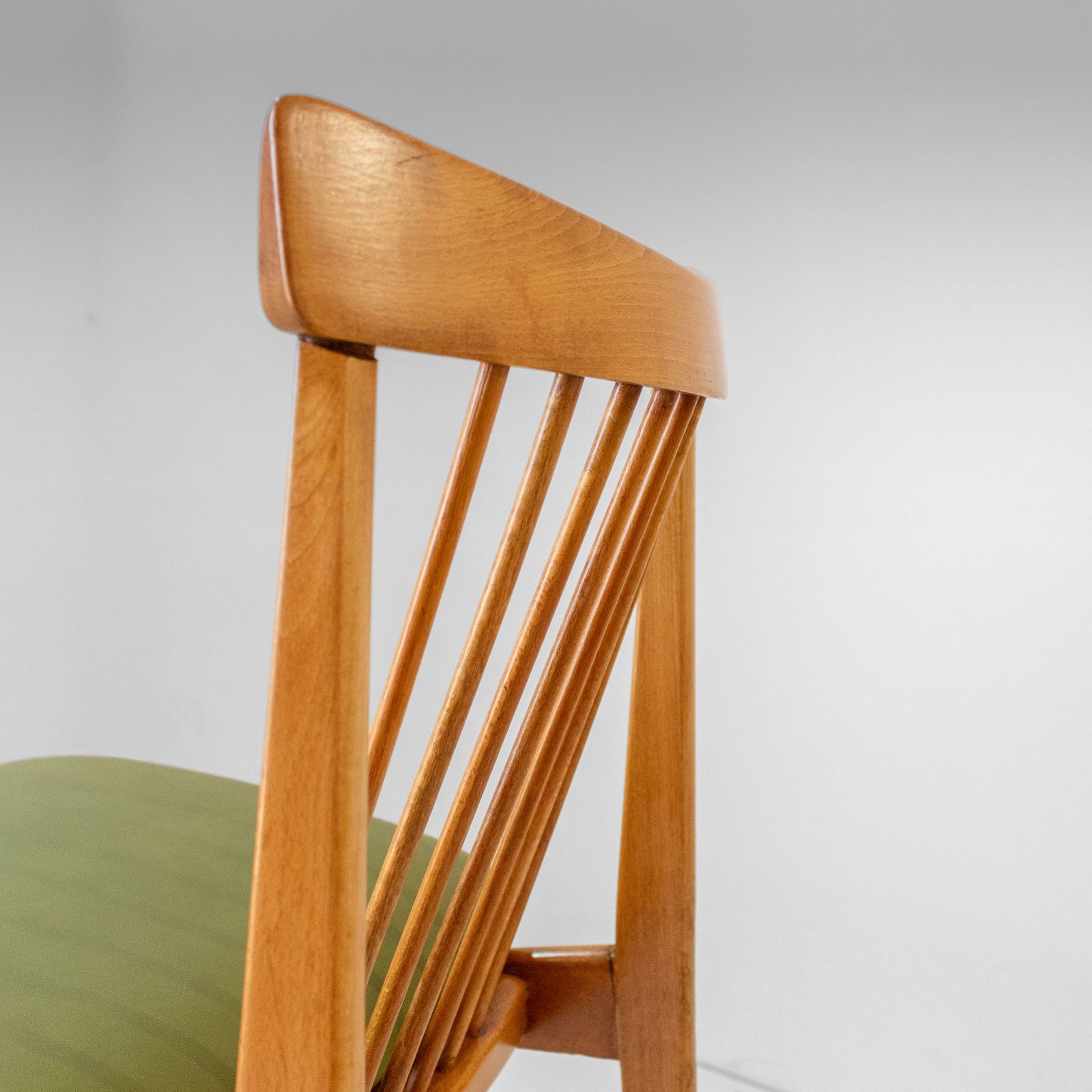 photo for sale Four Mid Century Modern Italian Wood Dining Chairs In The Style Of Ico Parisi