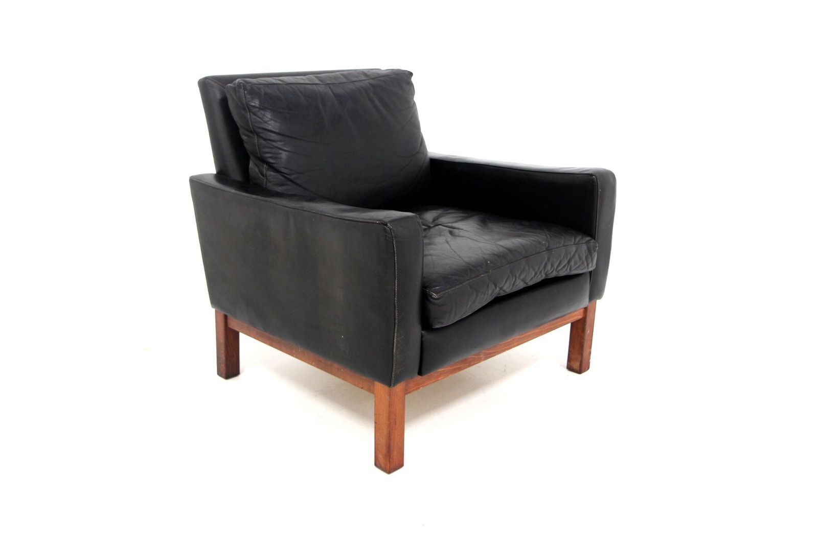 Fauteuil scandinave en cuir, Suède, 1960