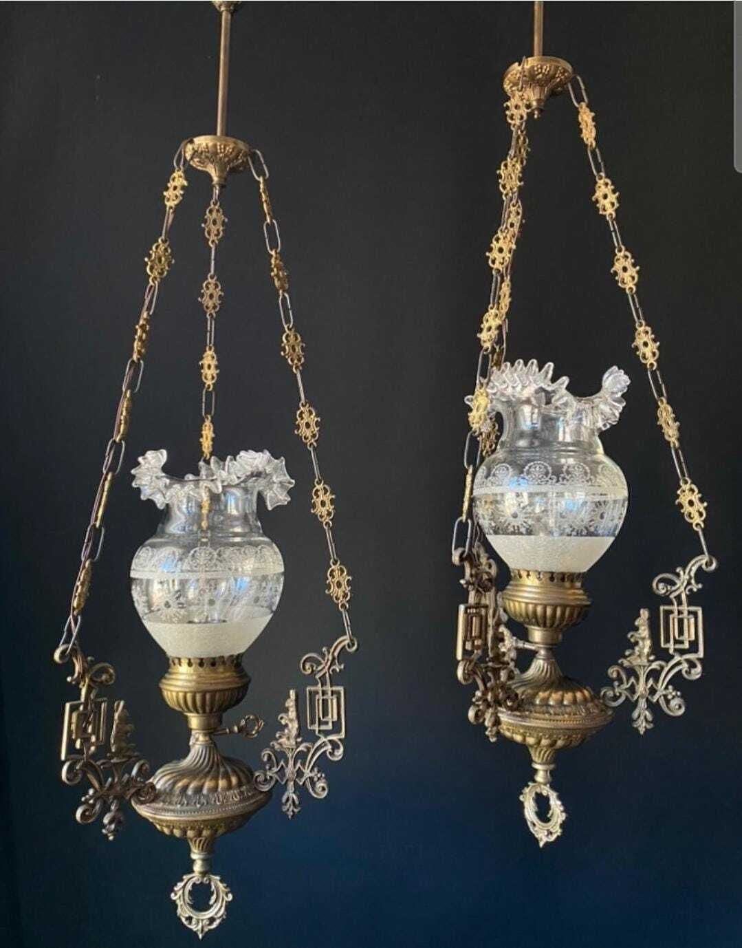 Paire de lustres d'époque, début du XXe siècle photo vintage