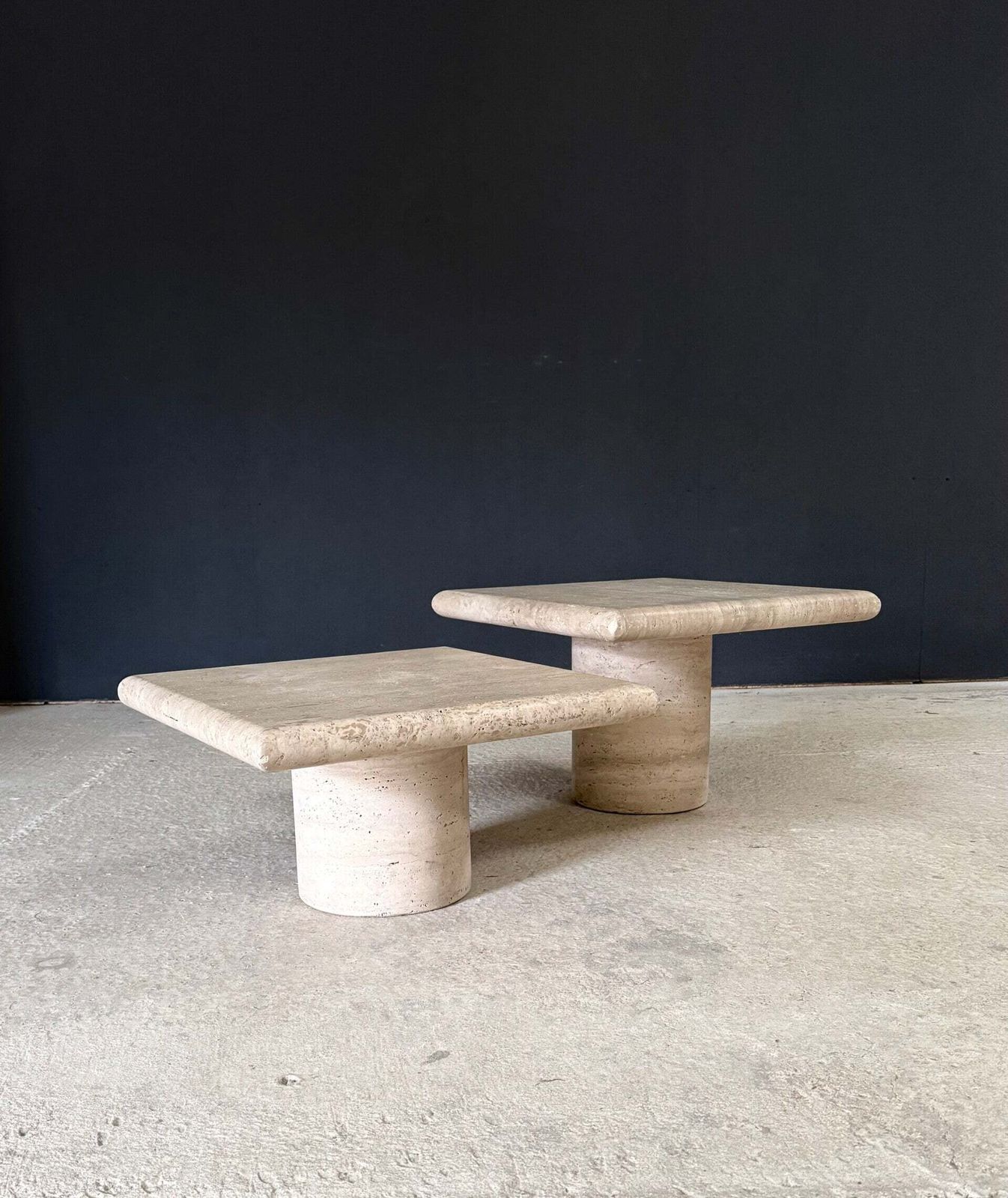 Postmodern Design Travertin Side Table Set By Angelo Mangiarotti For Up & Up, Italy 1970's photo Furniture