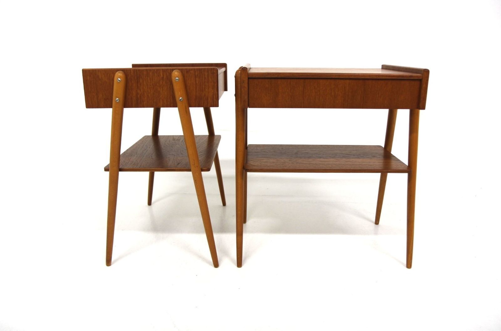 Tables de chevet en teck Carlström, Suède, années 1960, lot de 2