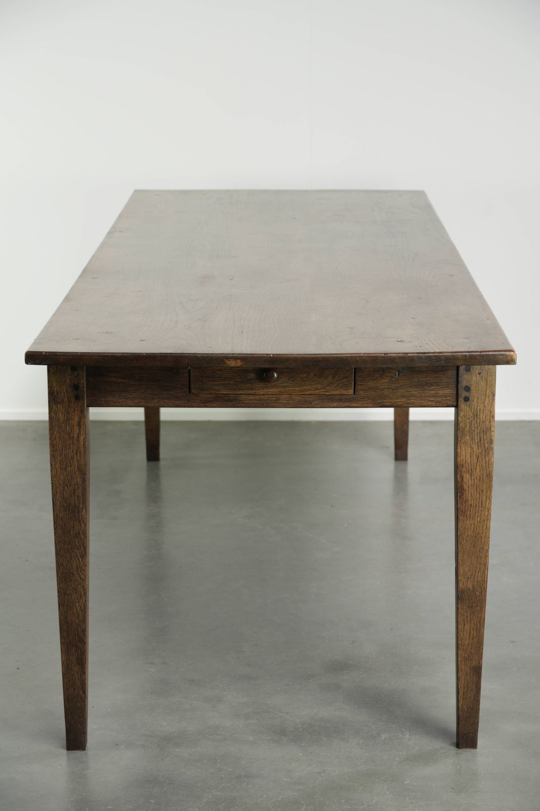Beautiful French Farmhouse Dining Table From The Early/Mid 19th Century Made Of Solid Oak With 2 Drawers. photo for sale