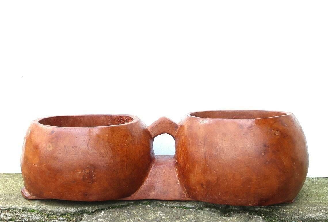 Huge African Wood Planter, 1970s / Stand, Display, Africa, Cactus Plant Holder, Boho Chic Furniture, Folk photo furniture
