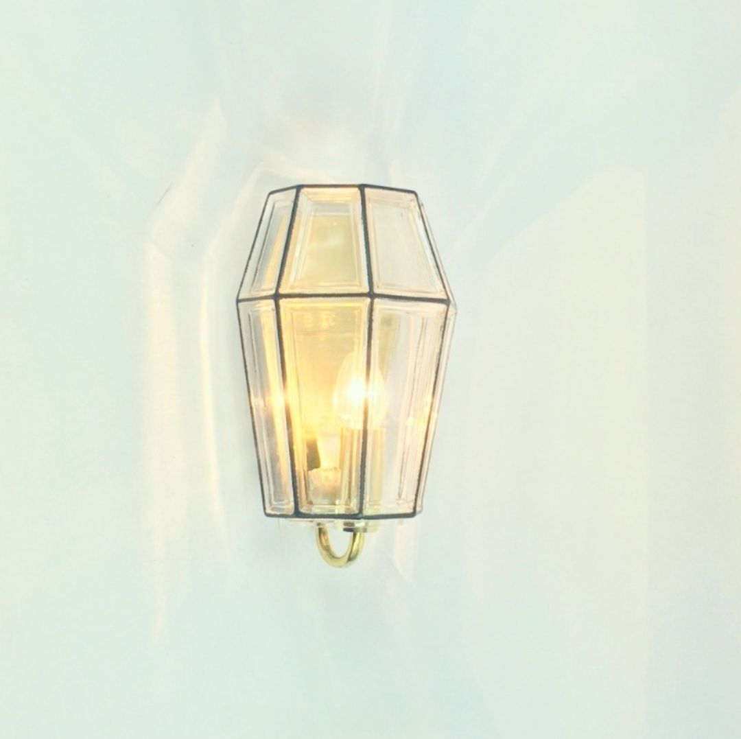 Paar Mid-Century Glazen & Messing Wandlampen Van Limburg, Duitsland, jaren 1960 photo Verlichting