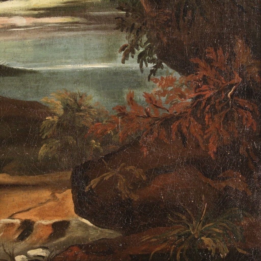 photo furniture Antiek schilderij – landschap met figuren, 18e eeuw