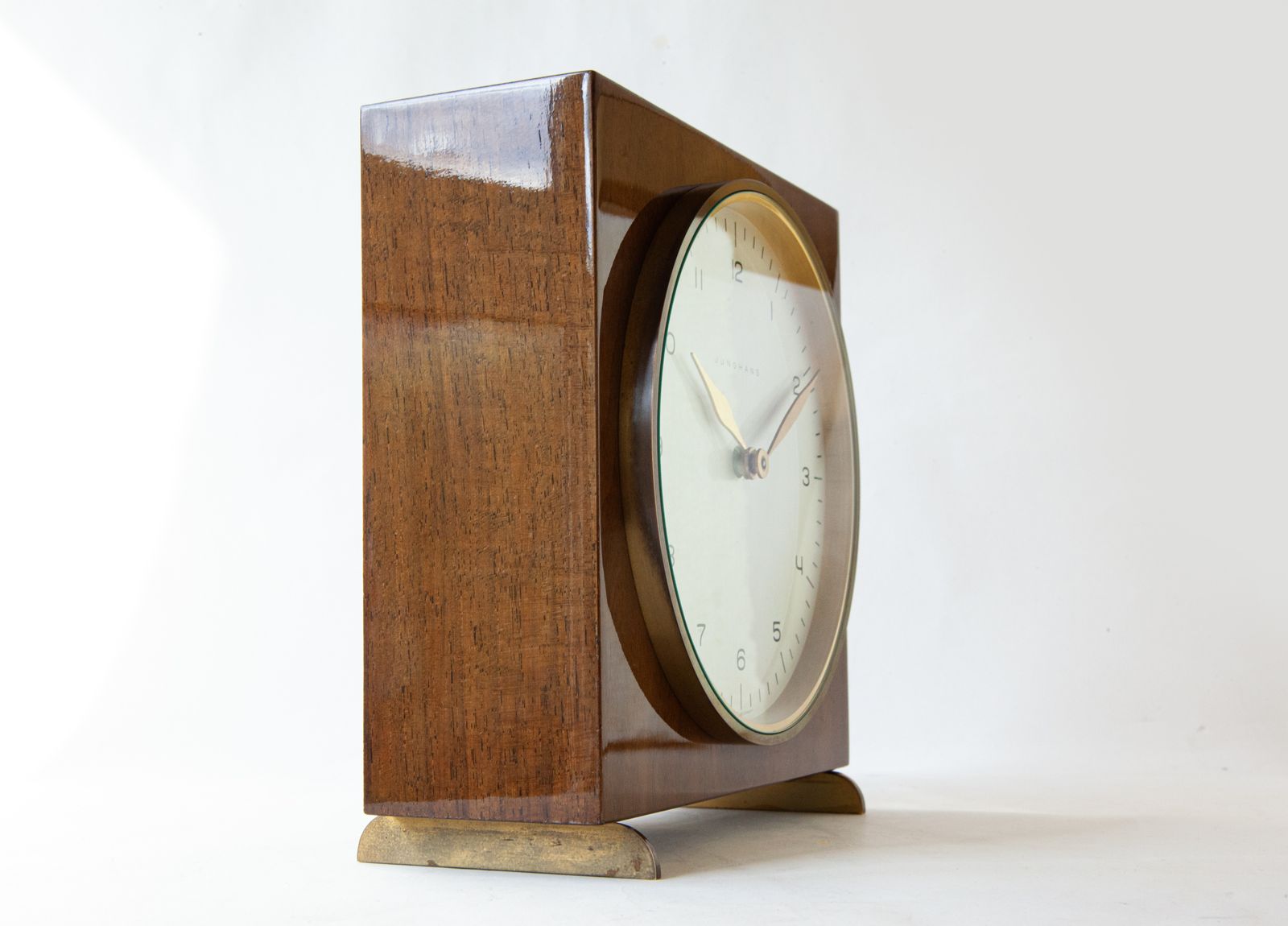 photo furniture Max Bill Junghans Desk Clock Mechanical Chiming Mid Century Table Germany Mcm Mantel Shelf 1960s