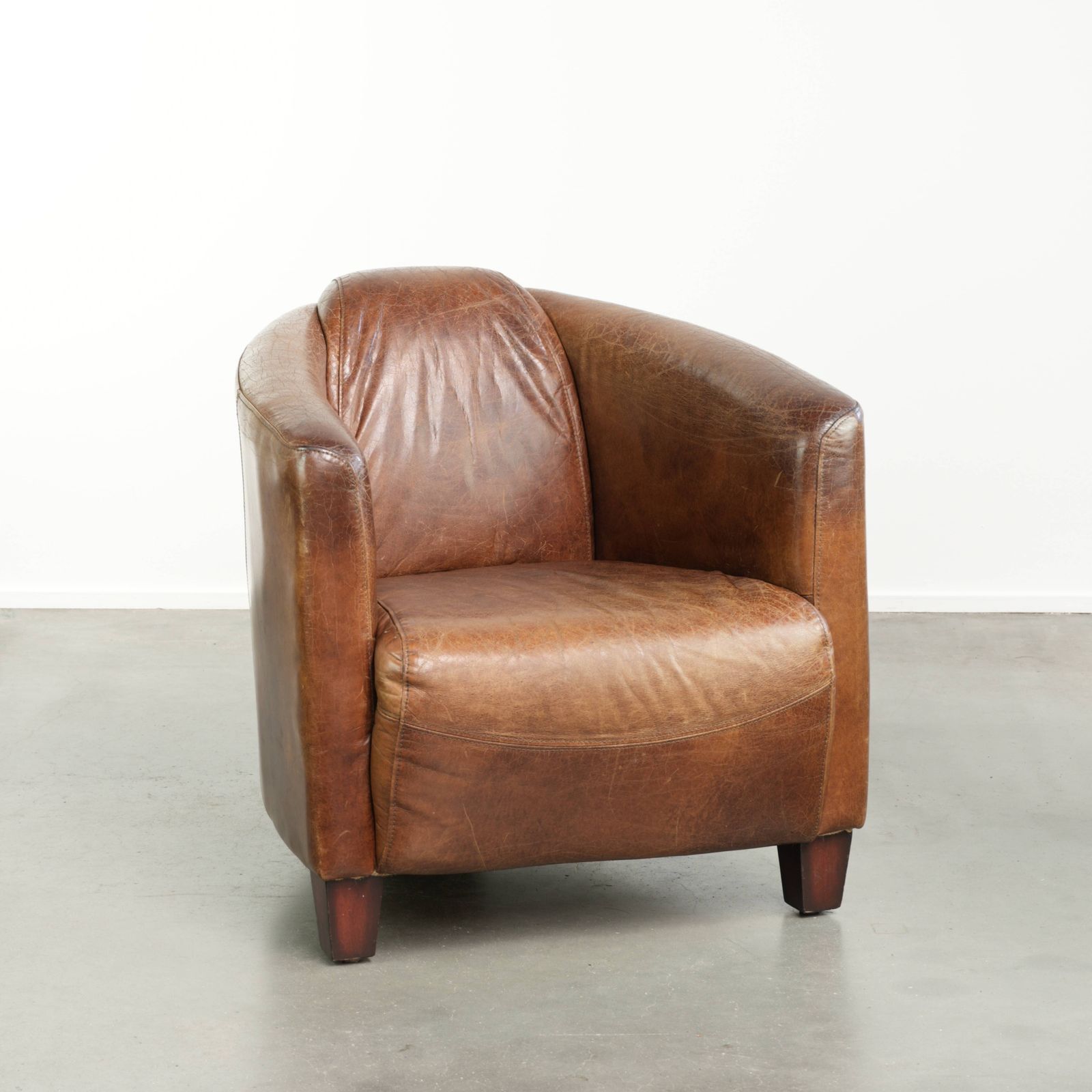 Cowhide Leather Aviator Designer Armchair In A Beautiful Cognac Color photo for sale