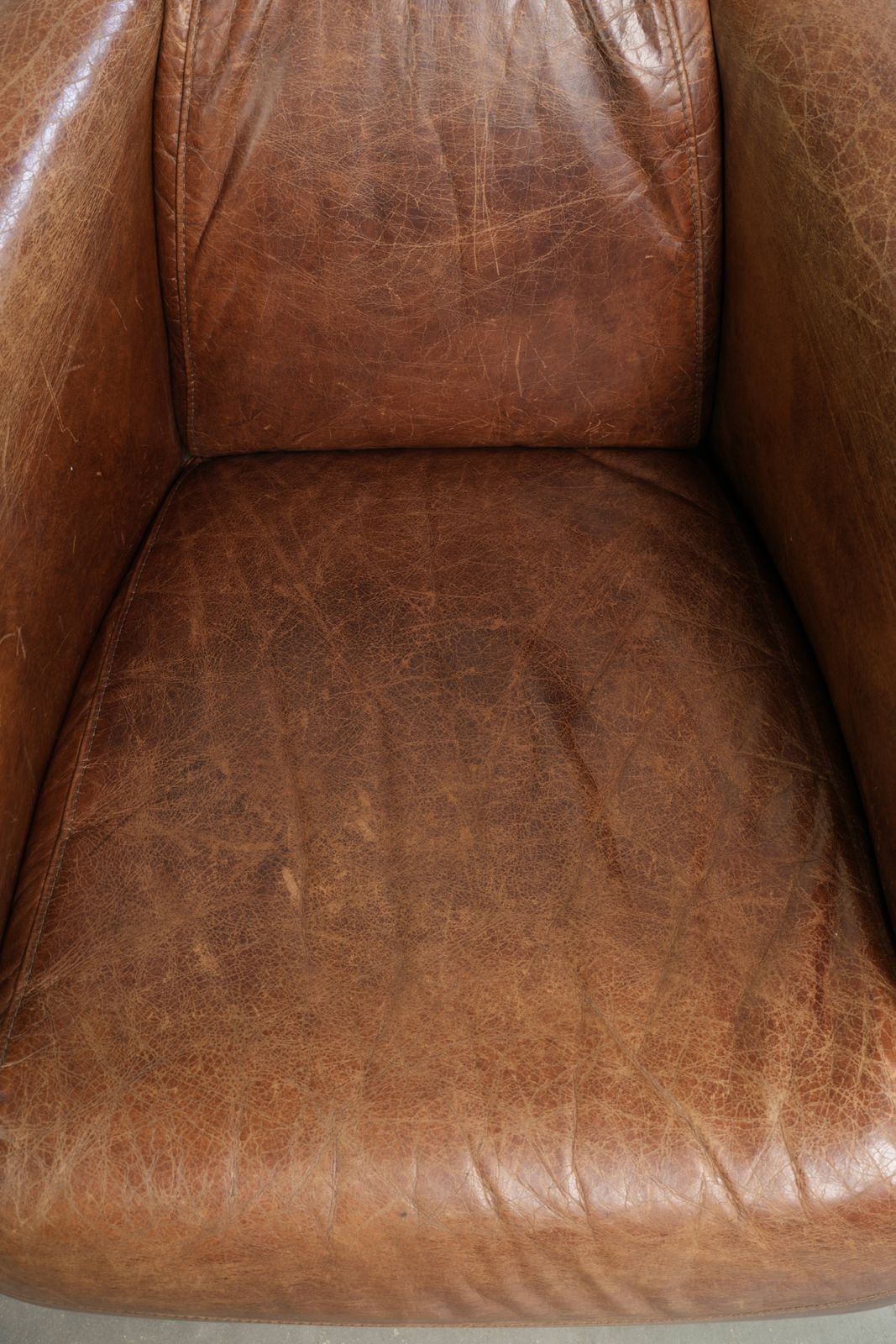 Cowhide Leather Aviator Designer Armchair In A Beautiful Cognac Color photo vinterior