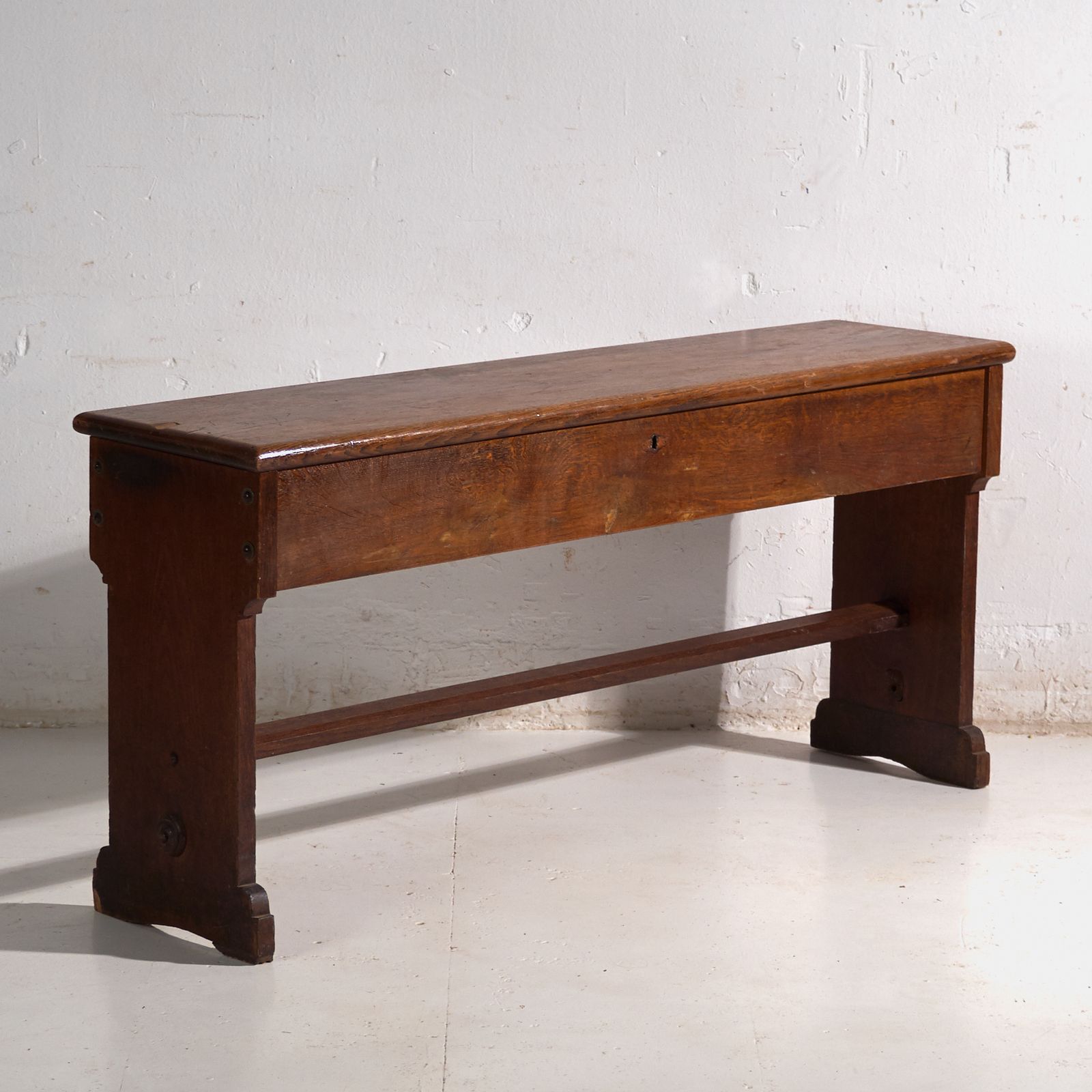 Antique Organ Bench With Drawer In Oak Wood  Central Europe Circa 1920