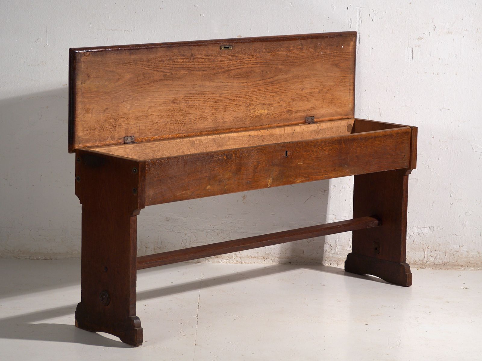 Antique Organ Bench With Drawer In Oak Wood  Central Europe Circa 1920 photo for sale