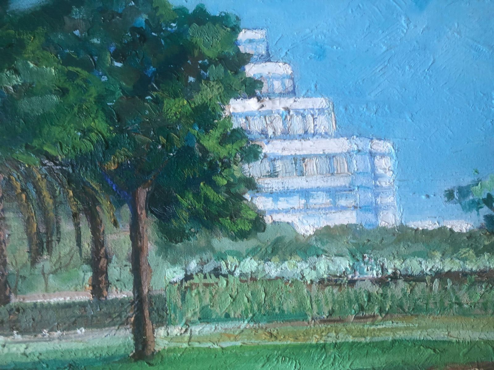 Golf Players At Terramar, Sitges, Mediterranean Landscape Oil Painting Spain 1980 photo Art