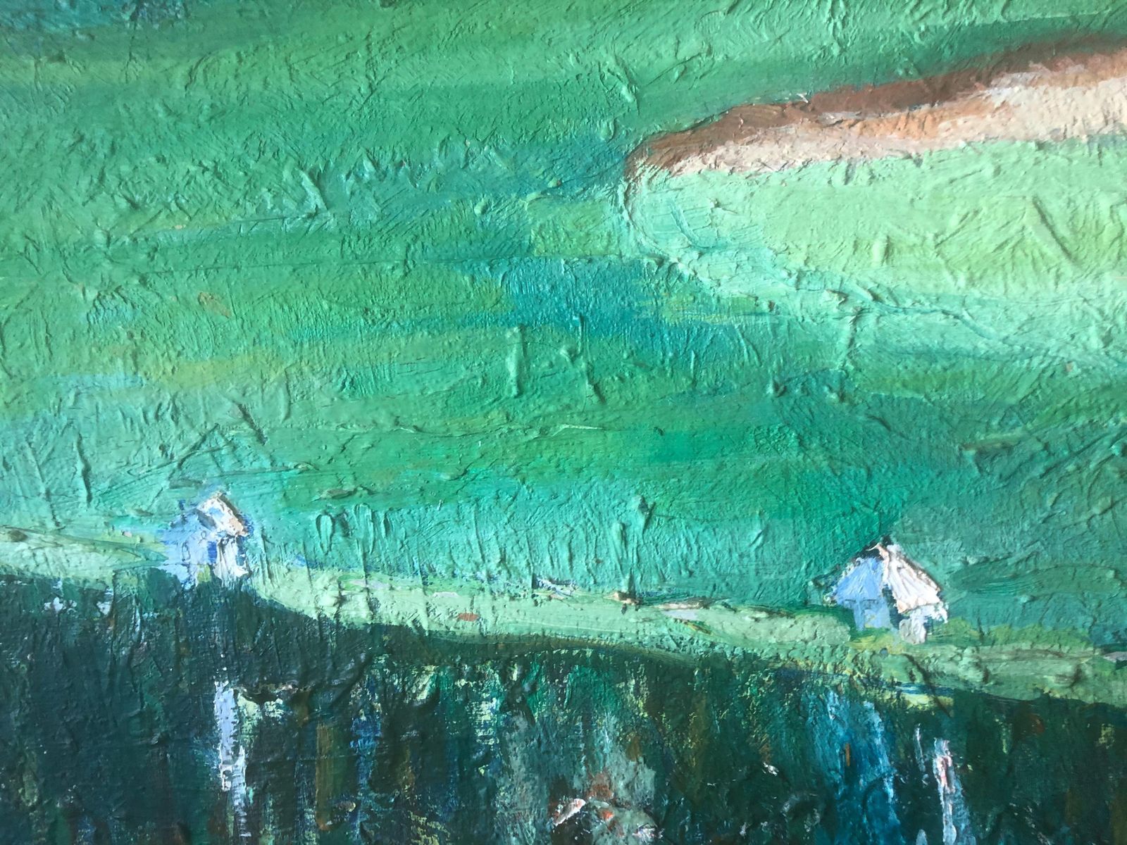 Golf Players At Terramar, Sitges, Mediterranean Landscape Oil Painting Spain 1980 photo vinterior